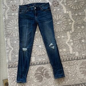 White House Black Market Dark Blue Distressed Skinny Jeans